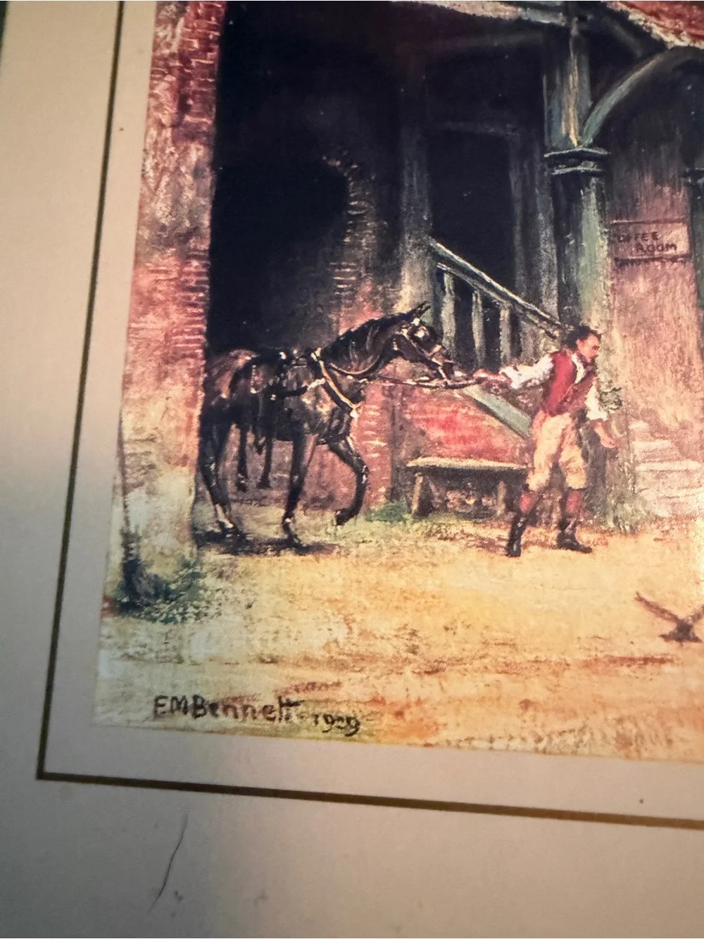 Vintage Equestrian Horse Foxhunt Scene British Cork Placemat set 6